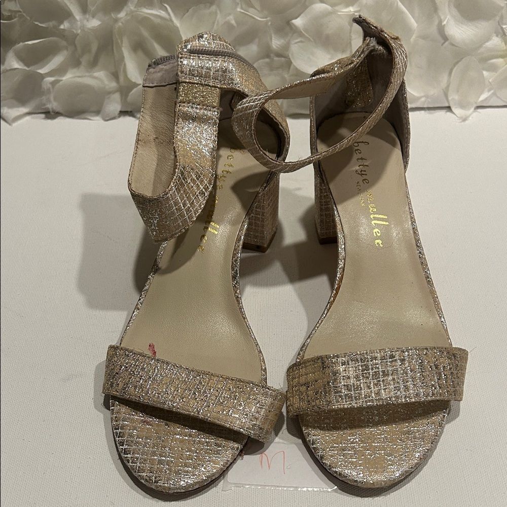 Bettye Muller Shimmering Gold Block Heels